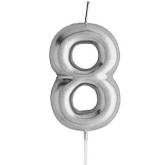 Cake Candle No. 8 - Silver (6cm)
