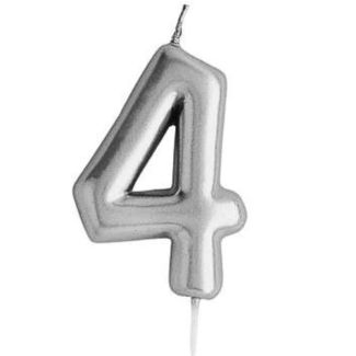 Cake Candle No. 4 - Silver (6cm)