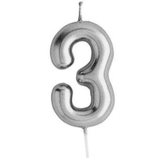 Cake Candle No. 3 - Silver (6cm)