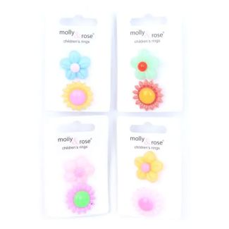 Card Of 2 Assorted Childrens Flower Rings