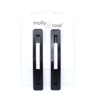 Wholesale Card Of 2 Open Style Black Barrettes 6cm