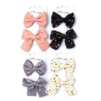 Card Of 2 Star Print Bow Beak Clips 5cm