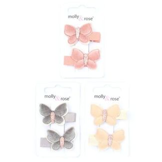 Card Of 2 Velvet Butterfly Clips 3.5cm