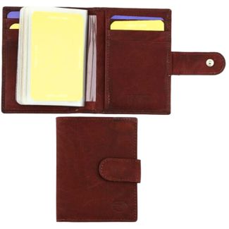 Florentino Genuine Leather Credit Card Holder - Red Brown