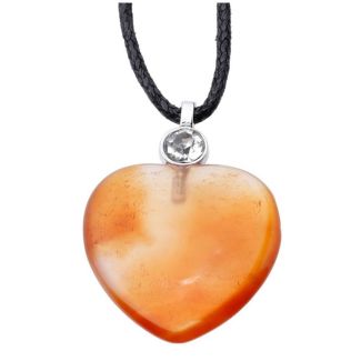 Gemstone Heart Shaped Healing Stone Pendant - Carnelian