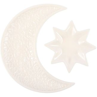 Ceramic Crescent Moon and Star Trinket Dish Set