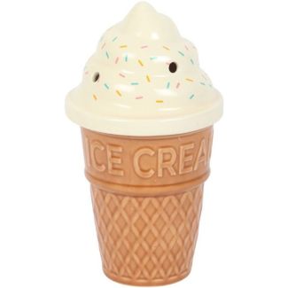 Ceramic Ice Cream Cone Oil Burner with Swirl Lid