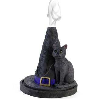 Witch Hat With Cat Incense Cone Holder - 11.5cm 