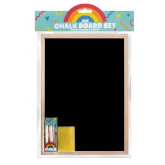 A4 Black Board Set with 3 Chalks & Duster