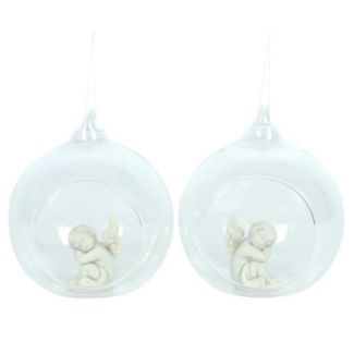 White Cherub in Hanging Glass Balls 