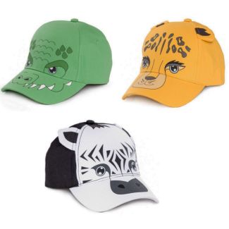 Children's Animal Printed Baseball Caps - Assorted (1-2yr)