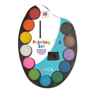 12pcs Watercolour Paints Painting Set with artist's mixing pallet and paint brush