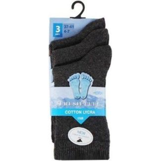 Children's Cotton Lycra Grey Ankle Socks - Pack of 3 (UK - 4-7)
