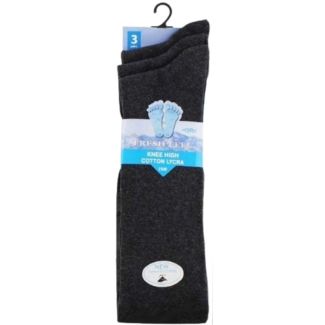 Children's Cotton Lycra Grey Knee High Socks - Pack of 3(UK - 4-7)