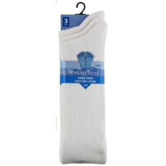 Children's Cotton Lycra White Knee High Socks - Pack of 3 (UK - 12-3)