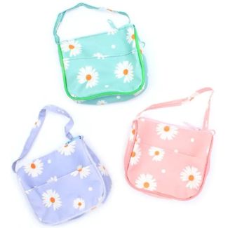 Children's Daisy Zip Bag With Shoulder Strap - Assorted Colours ( 9 x 8cm)