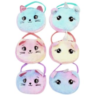 Children's Unicorn & Cat Design fluffy Shoulder Bag - Assorted (13x11cm)