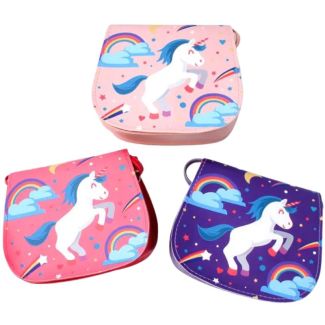 Children's Unicorn Printed Bag With Shoulder Strap - Assorted Colours ( 16x14cm)