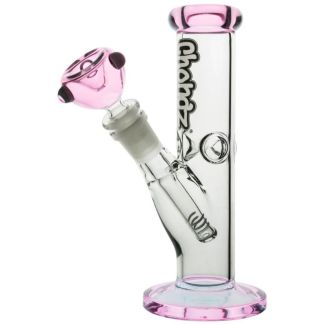 Chongz "Bozo" Ice With Pink Accents Glass Waterpipe - 7.5 Inch