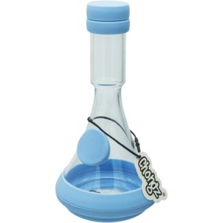 Chongz Glass “Emmet M” Ice Water Pipe with Blue Silicone Accents – 8 Inch