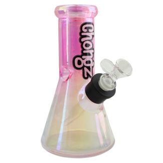 Chongz ''Broken Biscuit" Glass Waterpipe - Irridescent Pink (8 Inches) 