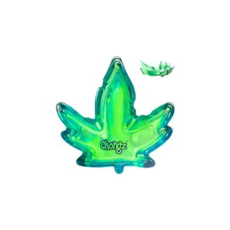 Chongz Green Leaf Shaped Glass Ashtray 