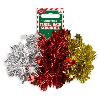 Christmas Tinsel Hair Scrunchies - Assorted Colours 