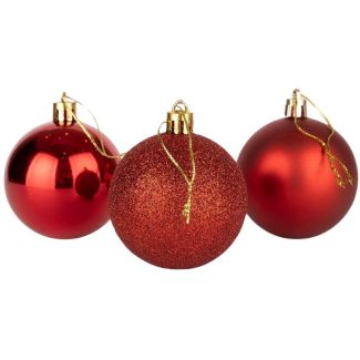 Christmas Baubles Set- Red (6pcs)
