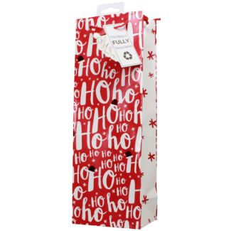 Christmas Gift Bags Santa Text- Bottle Bag 