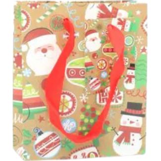Christmas Motif Gift Bag with Tag-15x12x5.5cm