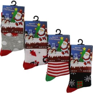 Kids Cotton Rich Christmas Design Socks (1 Pair Pack) - (UK 9-12)