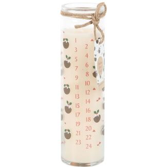 Christmas Pudding Advent Tube Candle- White 