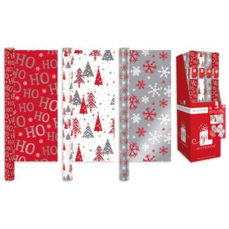 Christmas Wrapping Paper Red & White -Assorted Design (4m)