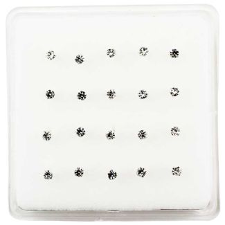 Wholesale Sterling Silver Round Claw Set Austrian Crystal Nose Pins 3mm - Clear