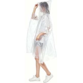 Clear Hooded Emergency Rain Poncho