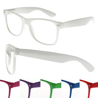 Clear Lens Wayfarer Nerd Glasses - Assorted Colours