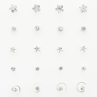 Sterling Silver Clear Nose Wires Set  - Ast. Designs