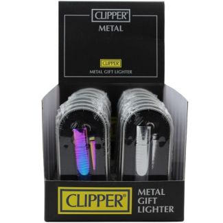 Clipper Metal Flint-Mixed Icy & Shiny Silver Gift Lighter- Assorted