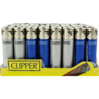 Clipper Metallic Plain Lighter - Blue & Silver 