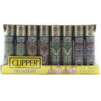 Clipper Reusable African Mask Design Lighters - Assorted