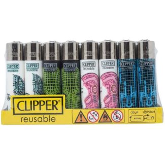 Clipper Reusable AI Faces Design Lighters - Assorted