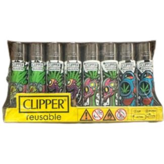 Clipper Reusable Astro Leaf Design Lighters - Assorted