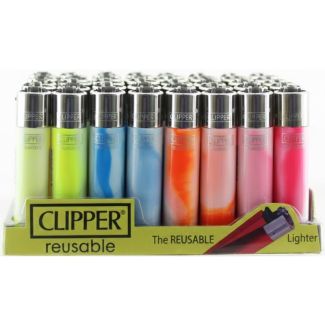 Clipper Reusable "Fluo Nebula Branded" Lighters - Assorted 