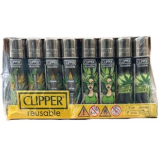 Clipper Reusable Green Music & Leaf Design Lighters - Assorted