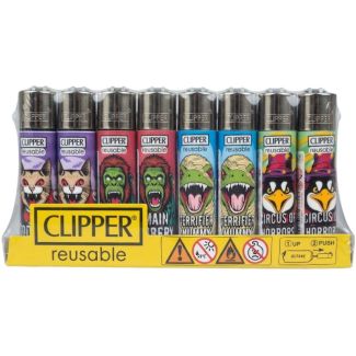 Clipper Reusable Hollywood Animals Design Lighters - Assorted