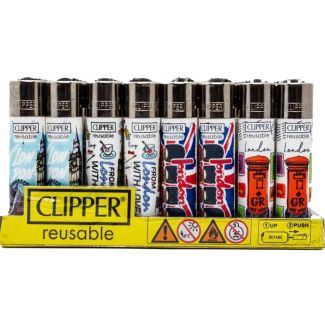 Clipper Reusable ''London 32'' Lighters - Assorted 