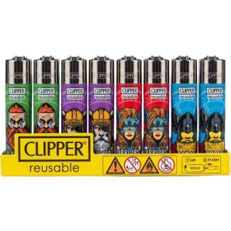 Clipper Reusable Kings Of Valhala Design Lighters - Assorted