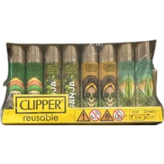 Clipper Reusable Leaf & Undead Rasta Design Lighters - Assorted