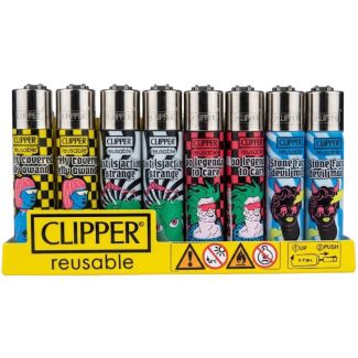 Clipper Reusable Marble Status Design Lighters - Assorted