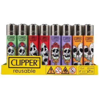 Clipper Reusable Mirror Skulls Design Lighters - Assorted